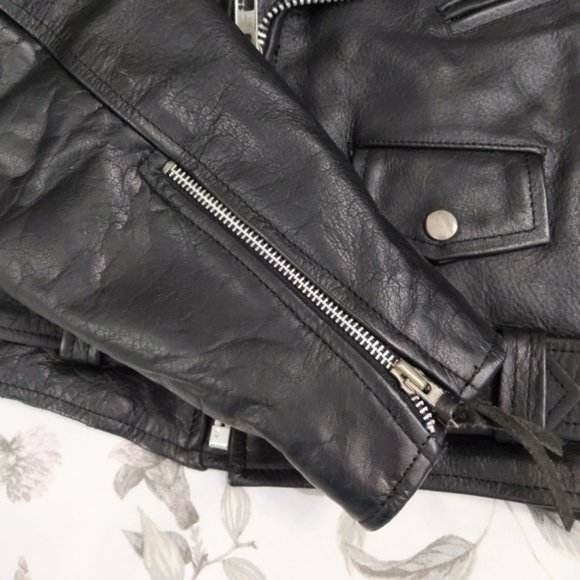 First Rockstar Black Leather Motorcycle Jacket - Picture 5 of 8